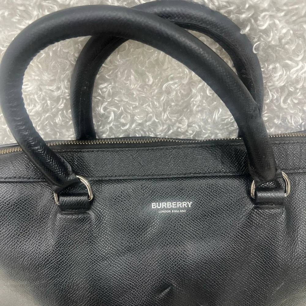 Burberry unisex black leather briefcase bag
